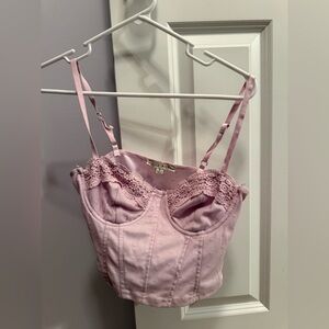 Haute Monde Light Pink Lace Crop Top